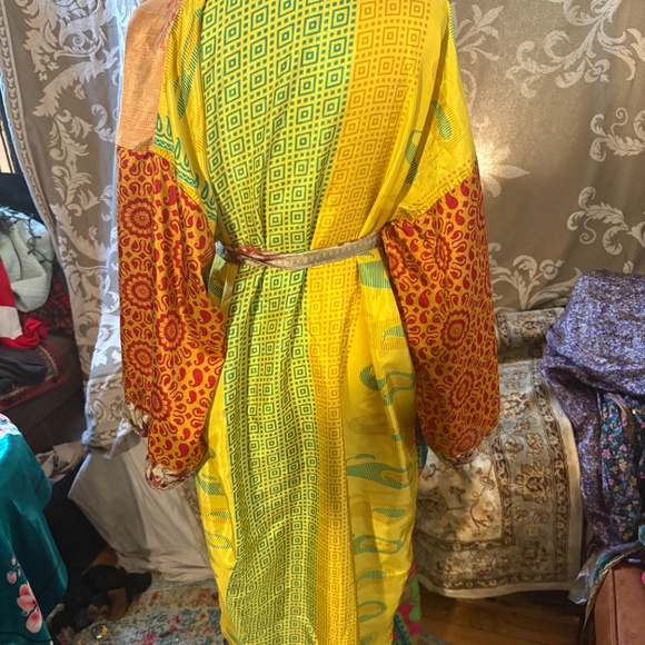 Multicolor Vintage Kimono Made From Repurposed Indian Silk - Picture 7 of 7